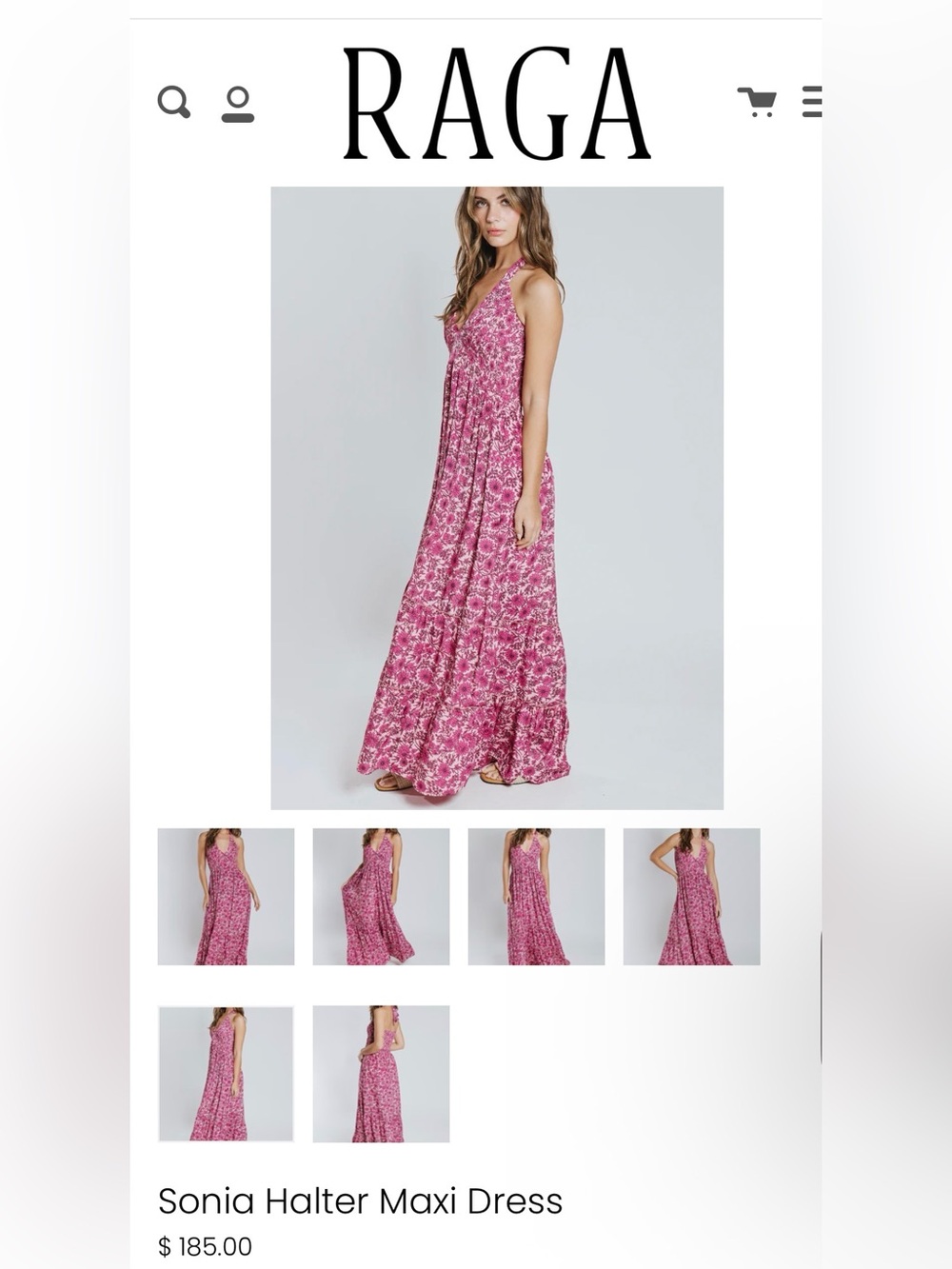 NWT: Sonia Floral Halter Maxi Dress, Stretch Top, sz. Small